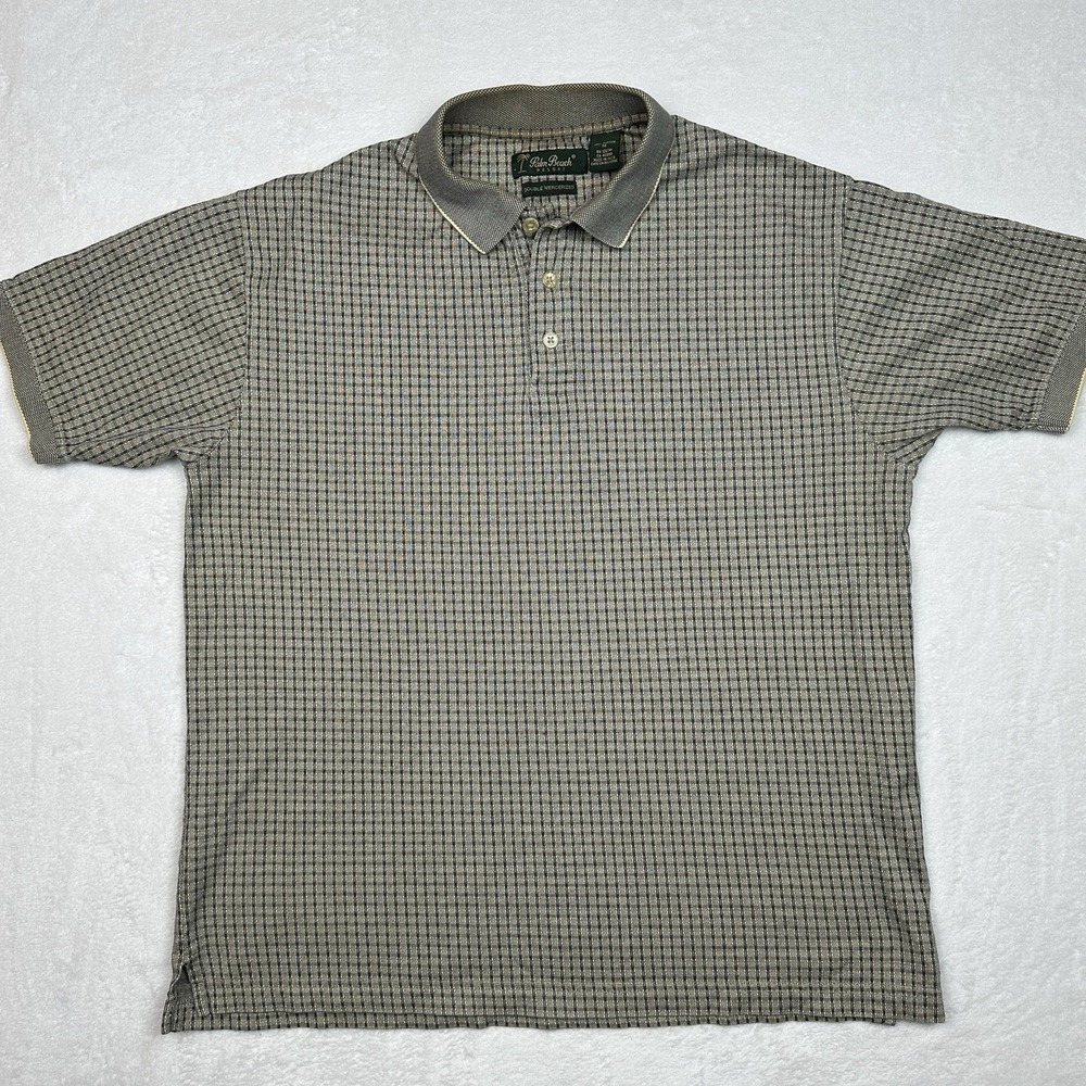 Palm Beach Resort Men's‎ Double Mercerized Polo Rugby checkered Pattern Sz M